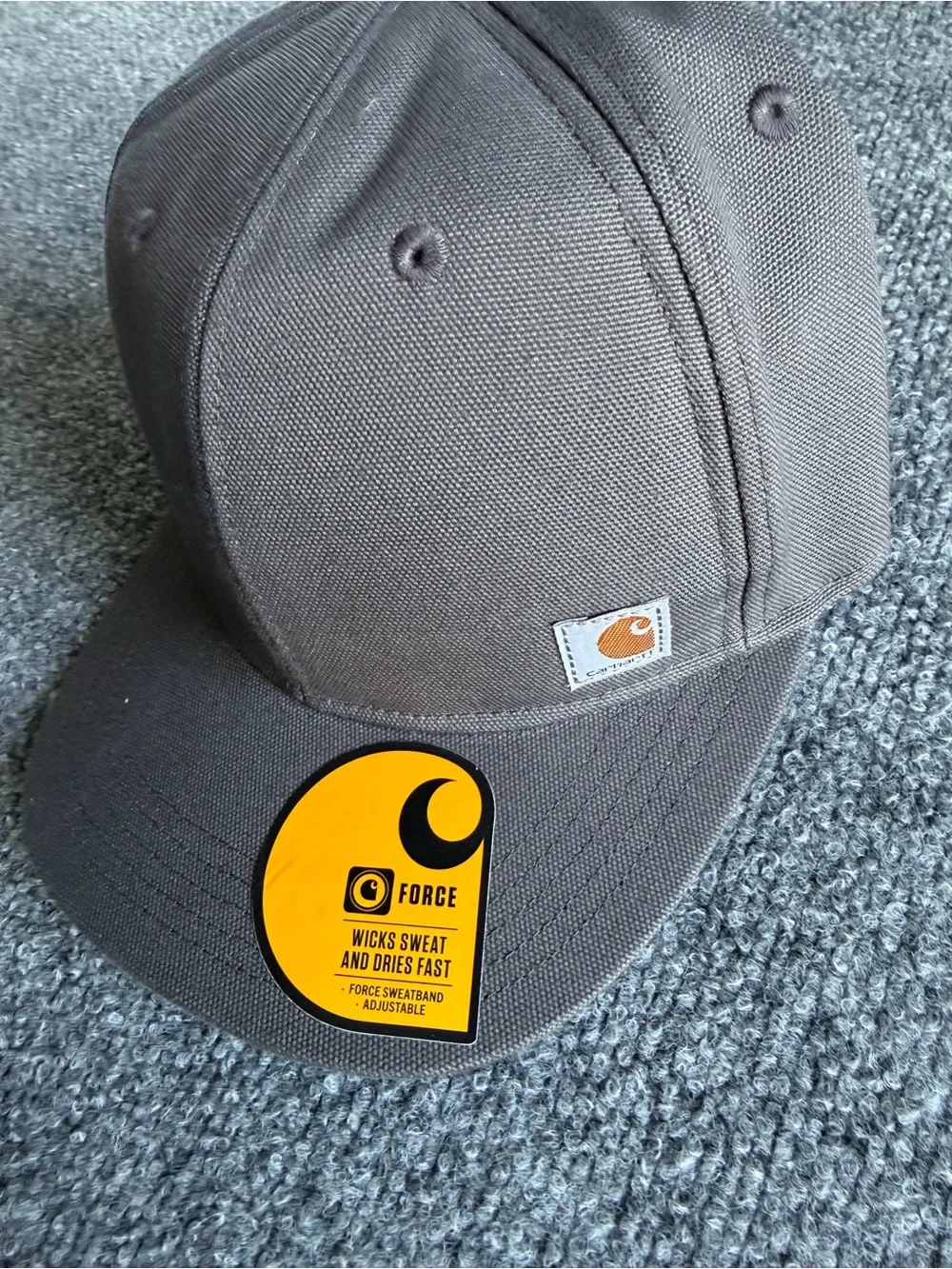 Carhartt Firm Duck Bill Charcoal Structured Snapback Cap with Logo Patch